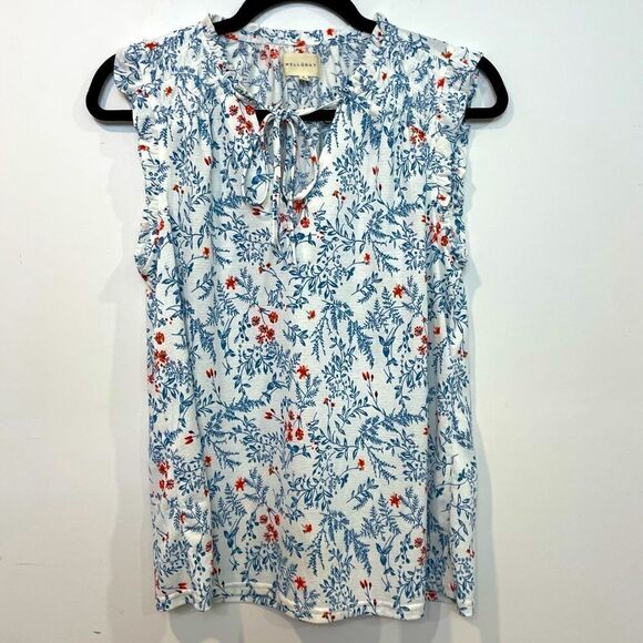 Melloday White Floral Summer Top Sz Small - Picture 2 of 10